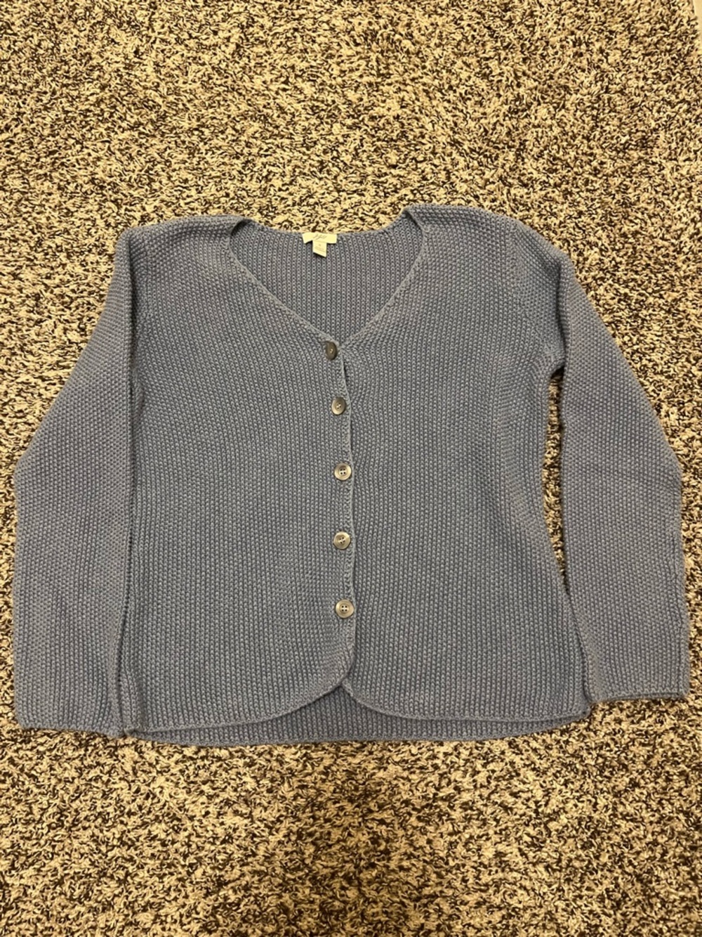 J. Jill Soft Blue V-Neck Button Cardigan